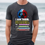 Custom Star Wars Dad Shirt With Kids Names, Father's Day Gift Shirt, Personalized Dad Shirt with Names, Darth Vader Lightsaber Kids Shirt