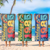 Personalized Birthday Beach Towel with Name, Year and Birth Month- Customizable Birthday Gift for Family and Friends