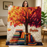 Personalized Name Throw Blanket for Book Lover , Literary Gift for Readers and Bookworms