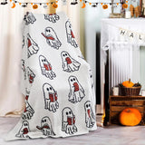 Ghost Reading Blanket, 2025 New Halloween Ghost Reading a Book Throw Blanket, Cute Fall Blanket Gift for Spooky Season