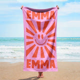 Personalized Beach Towel with Name, Custom Summer Beach Gift for Family & Friends Girls Trip, Custom Name Gift for Family Vacation, Birthday, Kids and Adults