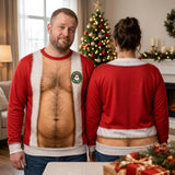 3D Fake Hairy Santa Sweatshirt, Funny Santa Claus Ugly Christmas Sweatshirt, Gag Gift for Husband, Cute 3D Holiday Sweater