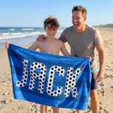 Custom Soccer Beach Towel, Personalized Soccer Beach Towel, Sport Team Custom Name Beach Towel, Soccer Team Gifts, Soccer Player Gift