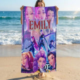 Personalized Huntrix Beach Towel, Kpop Demon Hunter Inspired Towel, Summer Vacation Gift, Huntrix Pool Beach Towel