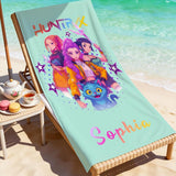 Personalized Custom Name Kpop Beach Towel,Cool Girl Fandom Design,Anime Towel for Poolside Relaxation,Trendy Summer Gift for Kpop Fans