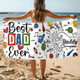 Best Dad Ever Towel with Custom Kid's Names, Birthday Gift for Grandpa, Dad & Baby Fist Bump Towel, First Fathers Day Gift, Gift for Husband