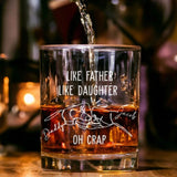 Custom Like Father Like Daughter Whiskey Glass, Fist Bump Dad, Whiskey Glass With Kids Names, Father's Day Gift, New Dad Gift, Birthday Gift