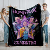 Kpop Demon Hunters Custom Blanket, Kpop Fun Gift, Cozy K-Pop Demon Hunters Huntrix Blanket, Anime Inspired, Cute Huntrix Inspired Blanket