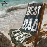 Personalized Retro Best Mom Dad Beach Towel, Vintage Pool Towel for Parents, Fun Anniversary Gift, 70s Style Towel, Summer Travel Gift Idea
