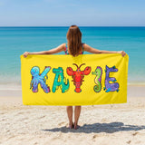 Personalized Kids Beach Towel, Custom Animal Lettering Pool Towel, Fun Animal Beach Designs, Vacation Gift, Family Trip Towel