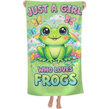 Cute Frog Beach Towel, Soft Lightweight Microfiber Quick Dry Bath Towels Gifts for Bathroom, Pool, Travel, Swimming Decor