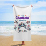 Personalized Beach Towel with Kids Name for Grandma, Mama, Dad, Grandpa