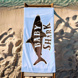Personalized Shark Family Matching Beach Towel with Name, Custom Summer Beach Gift for Family Trip, Custom Name Gift for Family Vacation, Birthday, Kids and Adults