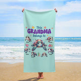 Personalized Beach Towel with Kids Name for Grandma, Mama, Dad, Grandpa