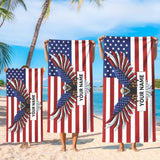 Personalized 4th of July Eagle Beach Towel with Name