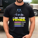 Custom Star Wars Dad Shirt With Kids Names, Father's Day Gift Shirt, Personalized Dad Shirt with Names, Darth Vader Lightsaber Kids Shirt
