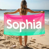 Personalized Beach Towel with Name, Custom Summer Beach Gift for Family & Friends Trip, Custom Name Gift for Family Vacation, Birthday, Kids and Adults