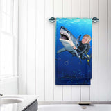 Custom Shark Beach Towel,Personalized with Face Pool Towel,Fun Summer Gift for Kids,Boys Pool Towel,Funny Towel,Gift for Kid/Boy/Girls