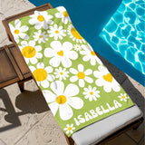Personalized Floral Beach Towel with Name, Custom Summer Beach Gift for Family & Friends Girls Trip, Custom Name Gift for Family Vacation, Birthday, Kids and Adults