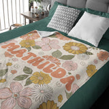 Retro Floral Personalized Name Blanket, Custom Name Blanket for Baby, Child, or Adult , Cozy Gift for Christmas or Birthday