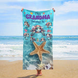 Personalized Beach Towel with Kids Name for Grandma, Mama, Dad, Grandpa
