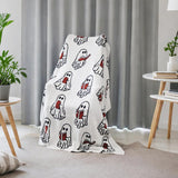 Ghost Reading Blanket, 2025 New Halloween Ghost Reading a Book Throw Blanket, Cute Fall Blanket Gift for Spooky Season