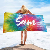 Personalized Beach Towel with Name, Custom Summer Beach Gift for Family & Friends Trip, Custom Name Gift for Family Vacation, Birthday, Kids and Adults
