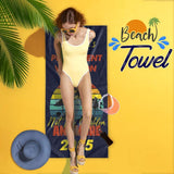 Permanent Vacation Personalized Name Beach Towel - Custom Retirement Towel, Retirement Gifts with Name, Funny Retiree Gift