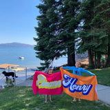 Personalized Retro Beach Towel with Name – Custom Birthday & Vacation Gift for Kids and Adults, Multi Style Summer Beach Accessory