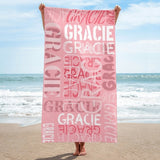 Personalized Beach Towel with Name, Custom Summer Beach Gift for Family & Friends Trip, Custom Name Gift for Family Vacation, Birthday, Kids and Adults