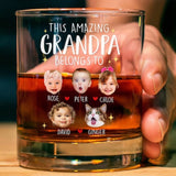 Custom Baby Face Whiskey Glass, This Amazing Grandpa Belongs To, Custom Grandkids Photo, Custom Grandpa Gift, Grandpa Birthday Whiskey Glass