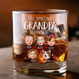 Custom Baby Face Whiskey Glass, This Amazing Grandpa Belongs To, Custom Grandkids Photo, Custom Grandpa Gift, Grandpa Birthday Whiskey Glass