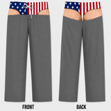 Funny Patriotic Pajama Pants Hairy Butt Cheek Gag Elastic Loungewear- Personalized Birthday Gifts For Husband, Wife, Son, Daughter, Grandson, Brother, Grandpa, Dad, Yourself