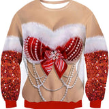 Funny Adorable Unique Long-Sleeved Sweatshirt for Women & Men, Featuring a Humorous Christmas Style for Festive Gatherings