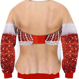 Funny Adorable Unique Long-Sleeved Sweatshirt for Women & Men, Featuring a Humorous Christmas Style for Festive Gatherings