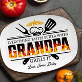 Personalized Grilling Platter for Grandpa Dad Mom Grandma, Custom Grilling Plate with Kids Names, Father's Day Gift from Grandkids, BBQ Platter Papa's Gift, Daddy Gift