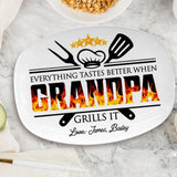 Personalized Grilling Platter for Grandpa Dad Mom Grandma, Custom Grilling Plate with Kids Names, Father's Day Gift from Grandkids, BBQ Platter Papa's Gift, Daddy Gift