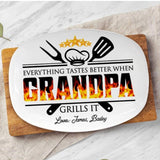 Personalized Grilling Platter for Grandpa Dad Mom Grandma, Custom Grilling Plate with Kids Names, Father's Day Gift from Grandkids, BBQ Platter Papa's Gift, Daddy Gift