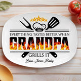Personalized Grilling Platter for Grandpa Dad Mom Grandma, Custom Grilling Plate with Kids Names, Father's Day Gift from Grandkids, BBQ Platter Papa's Gift, Daddy Gift