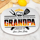 Personalized Grilling Platter for Grandpa Dad Mom Grandma, Custom Grilling Plate with Kids Names, Father's Day Gift from Grandkids, BBQ Platter Papa's Gift, Daddy Gift