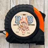 Personalized Dad And Kids Bump Our Dad Can Fix Anything Tape Measure, Fathers Day Gift , Gift for Dad, Grandpa, Gift for Him