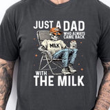 Just A Dad Who Always Came Back With The Milk Shirt, Retro Dad Skeleton Shirt , Funny Father’s Day Shirt, Father's Day Shirt, Gift for Dad