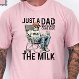 Just A Dad Who Always Came Back With The Milk Shirt, Retro Dad Skeleton Shirt , Funny Father’s Day Shirt, Father's Day Shirt, Gift for Dad