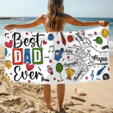 Best Dad Ever Towel with Custom Kid's Names, Birthday Gift for Grandpa, Dad & Baby Fist Bump Towel, First Fathers Day Gift, Gift for Husband