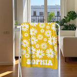 Personalized Floral Beach Towel with Name, Custom Summer Beach Gift for Family & Friends Trip, Custom Name Gift for Family Vacation, Birthday, Kids and Adults