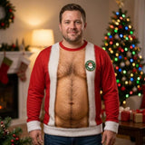 3D Fake Hairy Santa Sweatshirt, Funny Santa Claus Ugly Christmas Sweatshirt, Gag Gift for Husband, Cute 3D Holiday Sweater