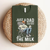Just A Dad Who Always Came Back With The Milk Shirt, Retro Dad Skeleton Shirt , Funny Father’s Day Shirt, Father's Day Shirt, Gift for Dad