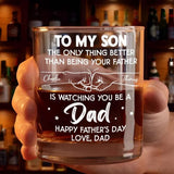 Personalized Father's Day Whiskey Glass from Dad Mom to Son - New Dad Gift, Custom Name Dad Gift,  Father’s Day Gift for Son