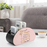 Personalized Remote Control Holder with Birth Month Flower, Name & Text , 5 Compartments Leather TV Remoter Caddy Desktop Organizer Makeup Brush Holder Storage Fits TV Remotes, Media Controllers, Office Supplies
