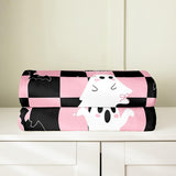 Halloween Fleece Blanket - Kawaii Bowknot Ghost Flannel Blanket - Gothic Spider Web Bat Fuzzy Plush Throw for Kids Boys Girls - Halloween Checkered Decor for Bed Couch